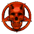 orange skull in circle